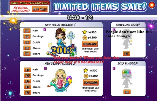 2013 New Year's Limited Items